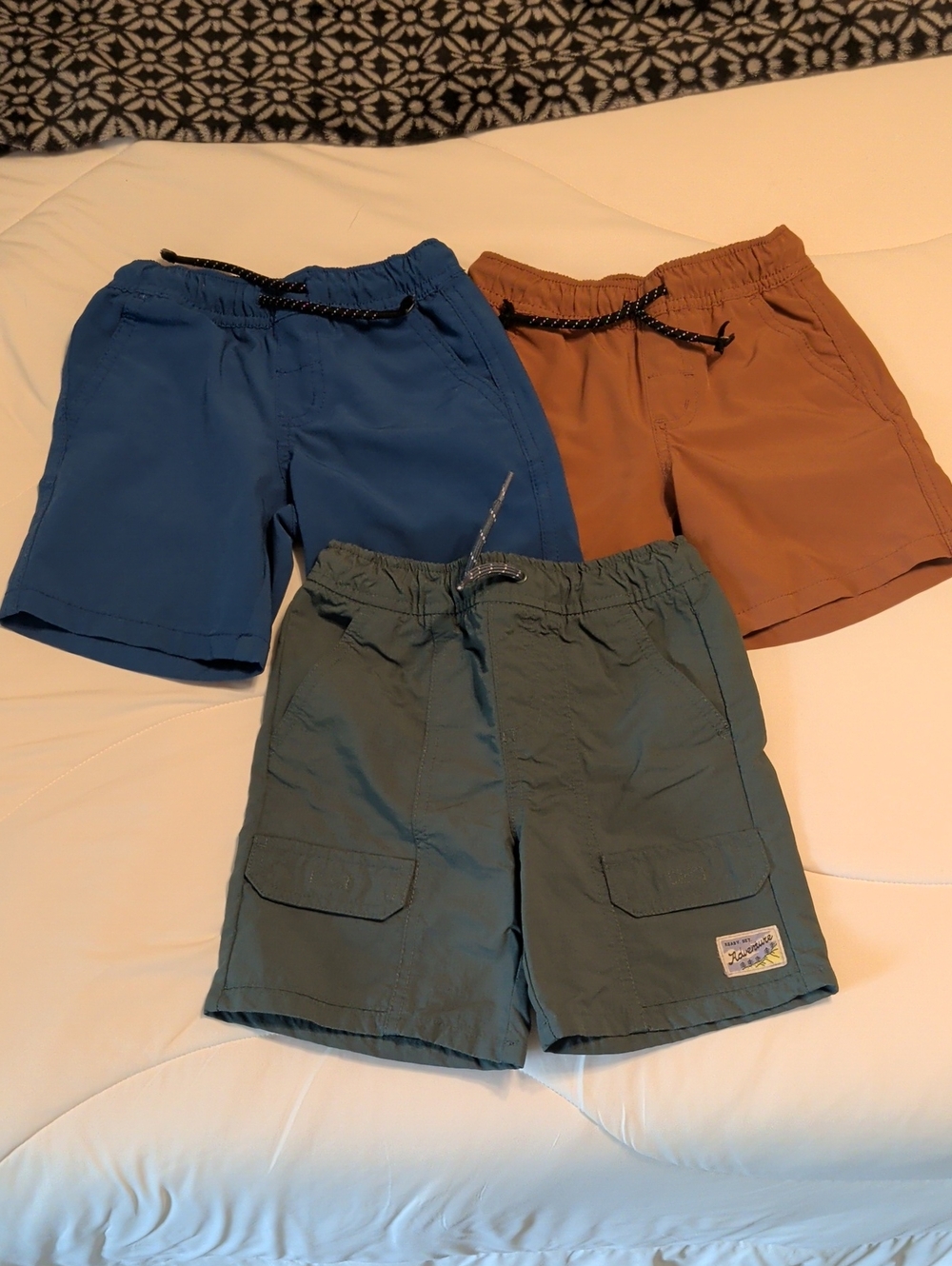 Three Boys' Casual Shorts - Blue, Rust, Olive